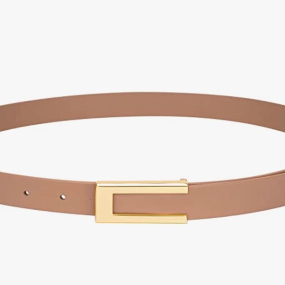 Womens Leather Belt Skinny Waist Belt for Dresses Jeans Pants with Gold Buckle main image 7